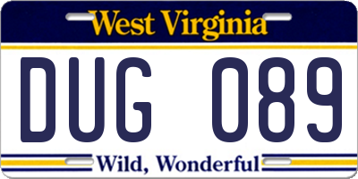 WV license plate DUG089