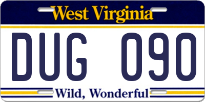 WV license plate DUG090
