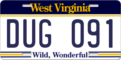 WV license plate DUG091