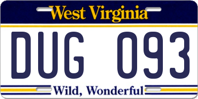 WV license plate DUG093