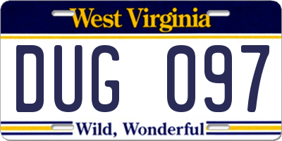 WV license plate DUG097