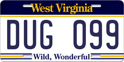 WV license plate DUG099