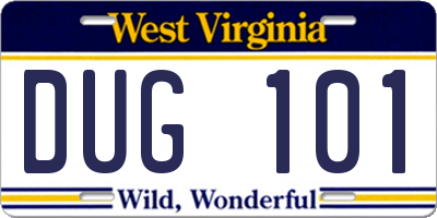 WV license plate DUG101