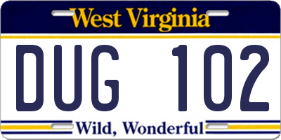 WV license plate DUG102