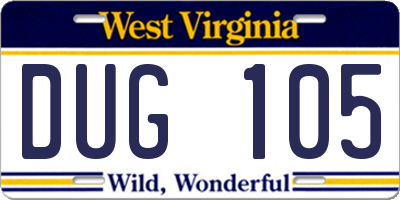 WV license plate DUG105