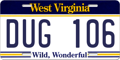 WV license plate DUG106