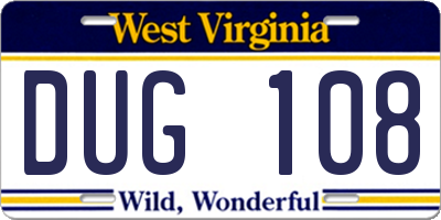 WV license plate DUG108