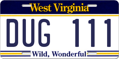 WV license plate DUG111