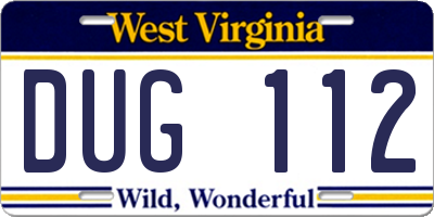 WV license plate DUG112