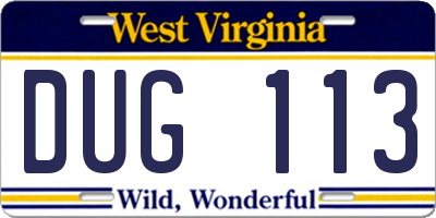 WV license plate DUG113