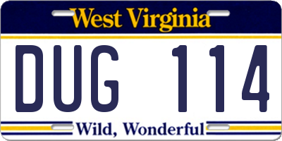 WV license plate DUG114