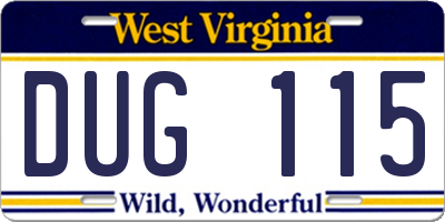 WV license plate DUG115