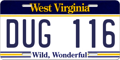 WV license plate DUG116