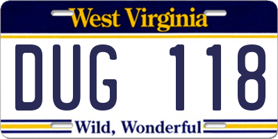 WV license plate DUG118