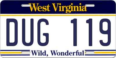 WV license plate DUG119