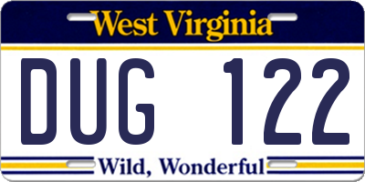 WV license plate DUG122