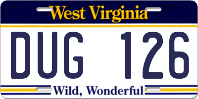WV license plate DUG126