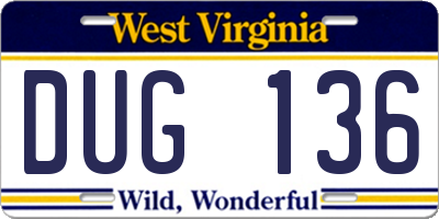 WV license plate DUG136