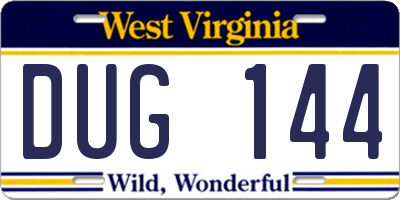 WV license plate DUG144