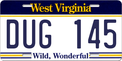 WV license plate DUG145