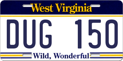 WV license plate DUG150