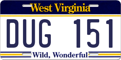 WV license plate DUG151