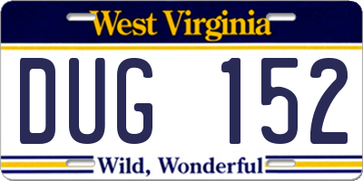 WV license plate DUG152