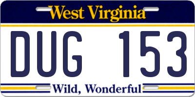 WV license plate DUG153