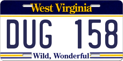 WV license plate DUG158
