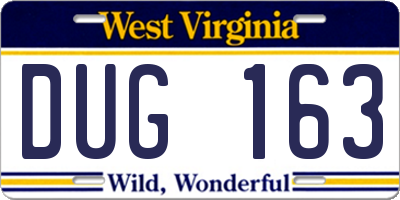 WV license plate DUG163