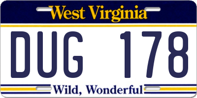 WV license plate DUG178