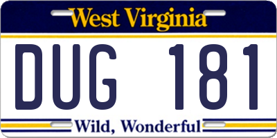 WV license plate DUG181