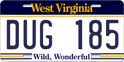 WV license plate DUG185
