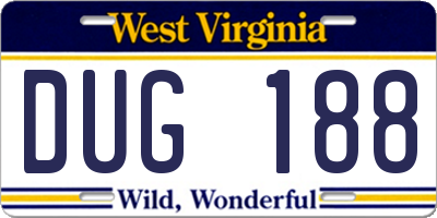 WV license plate DUG188