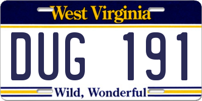 WV license plate DUG191
