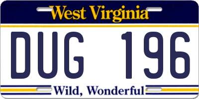 WV license plate DUG196