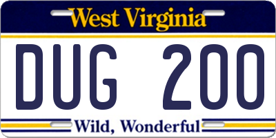WV license plate DUG200