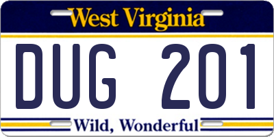 WV license plate DUG201