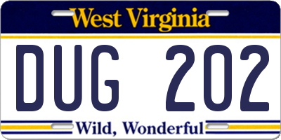 WV license plate DUG202