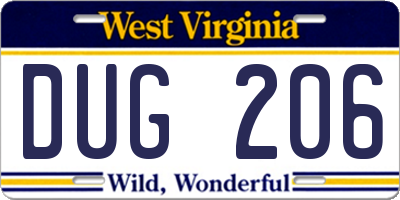 WV license plate DUG206