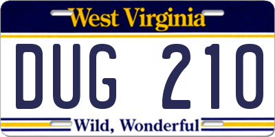 WV license plate DUG210