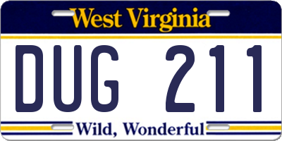 WV license plate DUG211