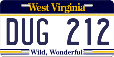 WV license plate DUG212