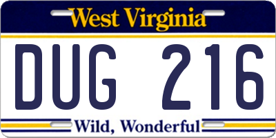 WV license plate DUG216