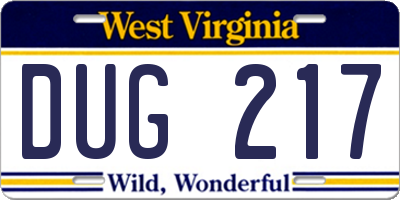 WV license plate DUG217