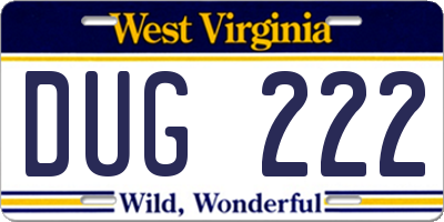 WV license plate DUG222