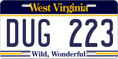 WV license plate DUG223