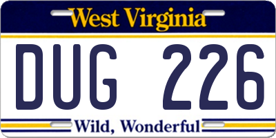 WV license plate DUG226