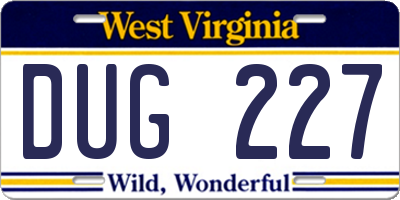 WV license plate DUG227