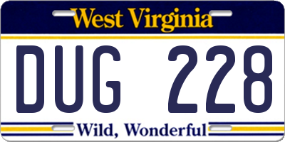 WV license plate DUG228
